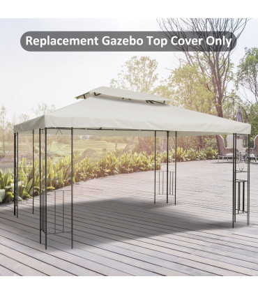 3x4 m 2-Tier Waterproof Gazebo Replacement Top-Cream-White