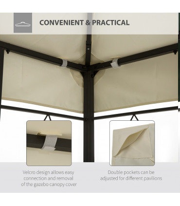 3x4 m 2-Tier Waterproof Gazebo Replacement Top-Cream-White