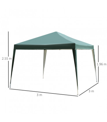 3x3 m Heavy Duty Pop Up Gazebo, 210 D Oxford Cloth-Green