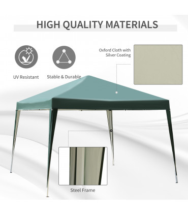3x3 m Heavy Duty Pop Up Gazebo, 210 D Oxford Cloth-Green