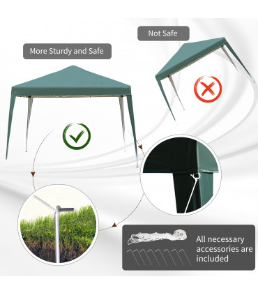 3x3 m Heavy Duty Pop Up Gazebo, 210 D Oxford Cloth-Green