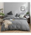 100% Cotton Bedding Set 3Pcs,Duvet Cover,Skin Friendly Breathable,2 Pillowcases,Twin Full Single Double Size,Solid Color