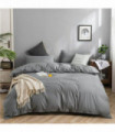 100% Cotton Bedding Set 3Pcs,Duvet Cover,Skin Friendly Breathable,2 Pillowcases,Twin Full Single Double Size,Solid Color