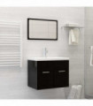 vidaXL Bathroom Furniture Set High Gloss Black Engineered Wood