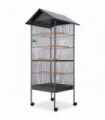 Bird Cage with Roof Black 66x66x155 cm Steel