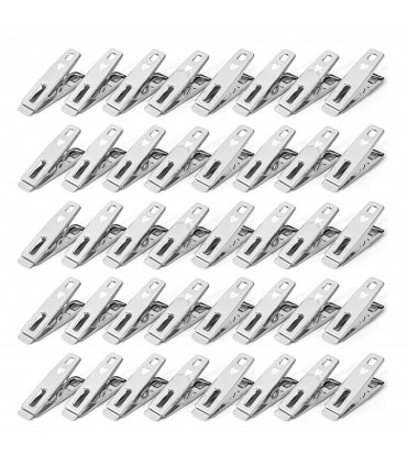 2 Packs of 20 Stainless Steel Spring Loaded Metal Laundry Clothes Clip Pegs