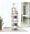 Cat Tree with Sisal Scratching Posts Light Grey 216 cm