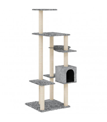 Cat Tree with Sisal Scratching Posts Light Grey 142 cm