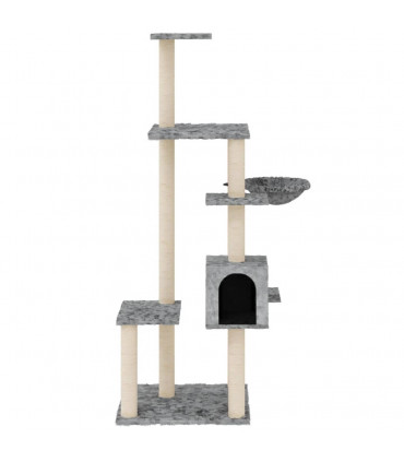 Cat Tree with Sisal Scratching Posts Light Grey 142 cm