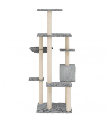 Cat Tree with Sisal Scratching Posts Light Grey 142 cm