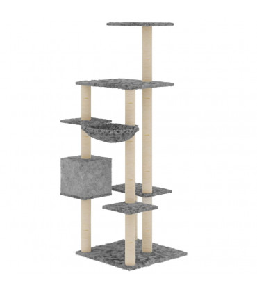 Cat Tree with Sisal Scratching Posts Light Grey 142 cm