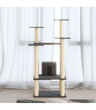 Cat Tree with Sisal Scratching Posts Dark Grey 110 cm