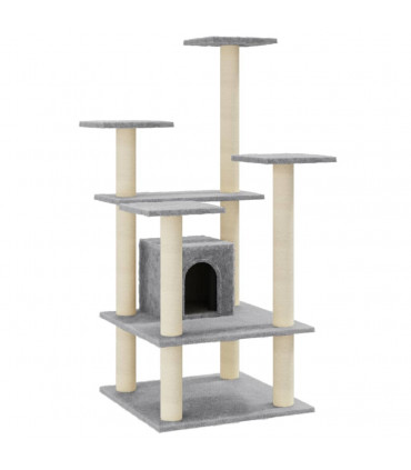 Cat Tree with Sisal Scratching Posts Light Grey 110 cm
