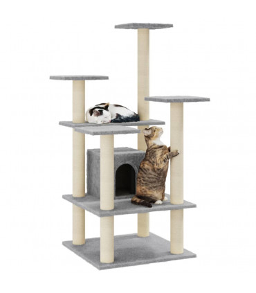 Cat Tree with Sisal Scratching Posts Light Grey 110 cm