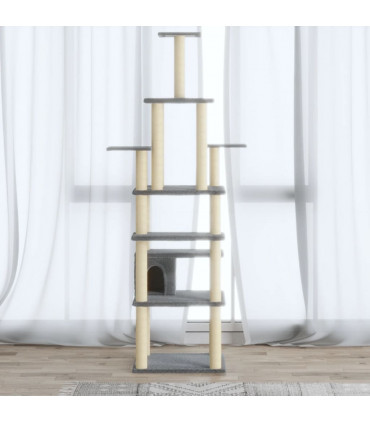 Cat Tree with Sisal Scratching Posts Light Grey 183 cm