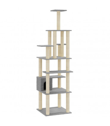 Cat Tree with Sisal Scratching Posts Light Grey 183 cm