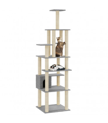 Cat Tree with Sisal Scratching Posts Light Grey 183 cm