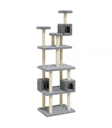 Cat Tree with Sisal Scratching Posts Light Grey 188 cm