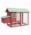 Chicken Cage Red 170x81x110 cm Solid Pine & Fir Wood