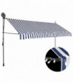 Manual Retractable Awning with LED 350 cm Blue and White