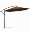 Outsunny 3m Garden Banana Parasol Cantilever Umbrella withCrank& Base, Brown