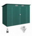 Outsunny 8 x 4FT Metal Garden Storage Shed with Double Doors and 2 Vents, Green