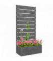 Outsunny Raised Garden Bed with Trellis and Drainage Hole, Planter Box, Grey