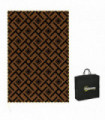 Outsunny Reversible Outdoor Rug with LED String Lights, Brown and Black