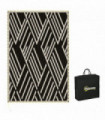 Outsunny Reversible Outdoor Rug with LED String Lights, Black and Coffee