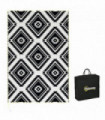 Outsunny Reversible Outdoor Rug with LED String Lights, Black and White