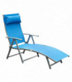 Outsunny Sun Lounger Recliner Foldable 7 Levels Texteline Blue