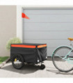 vidaXL Bike Trailer Black and Orange 45 kg Iron