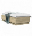 vidaXL Bed Frame with LED Lights Sonoma Oak 100x200 cm Engineered Wood