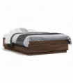 vidaXL Bed Frame with LED Lights Brown Oak 120x190 cm Small Double Engineered Wood