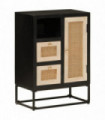 vidaXL Sideboard Black 55x30x76 cm Solid Wood Mango and Iron