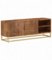 vidaXL TV Cabinet 110x30x40 cm Solid Wood Mango and Iron