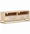 vidaXL TV Cabinet 110x30x40 cm Solid Wood Mango and Iron