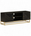 vidaXL TV Cabinet Black 110x30x40 cm Solid Wood Mango and Iron