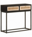 vidaXL Console Table Black 90x30x76 cm Solid Wood Mango and Iron