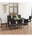 vidaXL 9 Piece Outdoor Dining Set with Cushions Poly Rattan Black