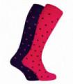 2 Pack Ladies Extra Long Bamboo Socks (Polka Dot)