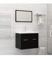 2 Piece Bathroom Furniture Set Black Engineered Wood