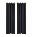 2 pcs Black Blackout Curtains with Metal Rings 135 x 245 cm