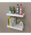 2 White MDF Floating Wall Display Shelves Book/DVD Storage