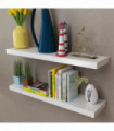 2 White MDF Floating Wall Display Shelves Book/DVD Storage