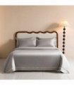 1000TC Egyptian Cotton White Duvet Cover Set with Silver Embroidery Border(1Duvet Cover+2Pillow Shams)Soft Breathable