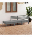 vidaXL 3 Piece Garden Lounge Set Grey Solid Pinewood