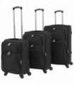 3 Piece Soft Case Trolley Set Black