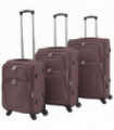 3 Piece Soft Case Trolley Set Coffee