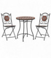 3 Piece Mosaic Bistro Set Ceramic Tile Terracotta